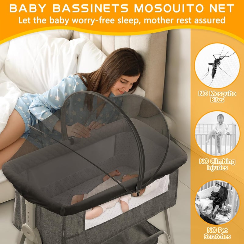jiangcha Bassinet Cover for Cats - Mosquito Net Cover for Bassinet Bedside Sleeper Travel Crib to Keep Cats Out - Breathable Baby Mosquito Net with 2-Way Zipper (Black-Small) - Image 5